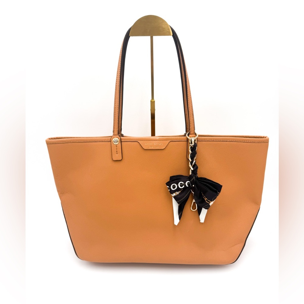 Henri Bendel Saffiano Leather Double Top Handle Large Tote Bag